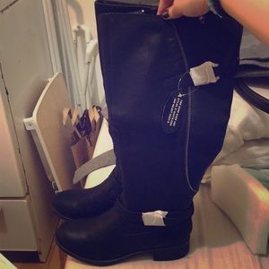 Style&Co. Gayge Black Wide Calf Riding Boots.